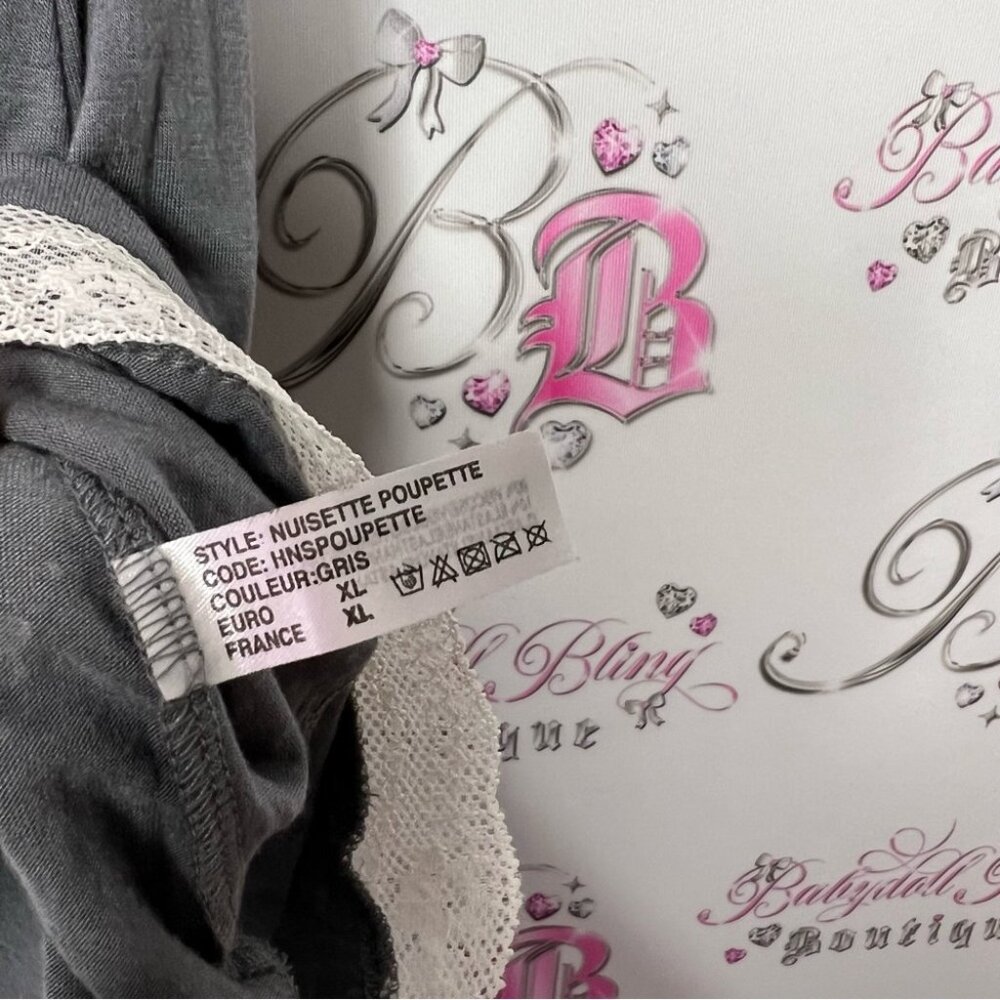 Valege dress grey white ruffle detail bow tie up lace ruffle frills cute y2k - Picture 7 of 9